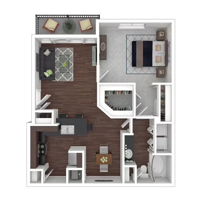 1 Bed • 1 Bath 0132 floor plan