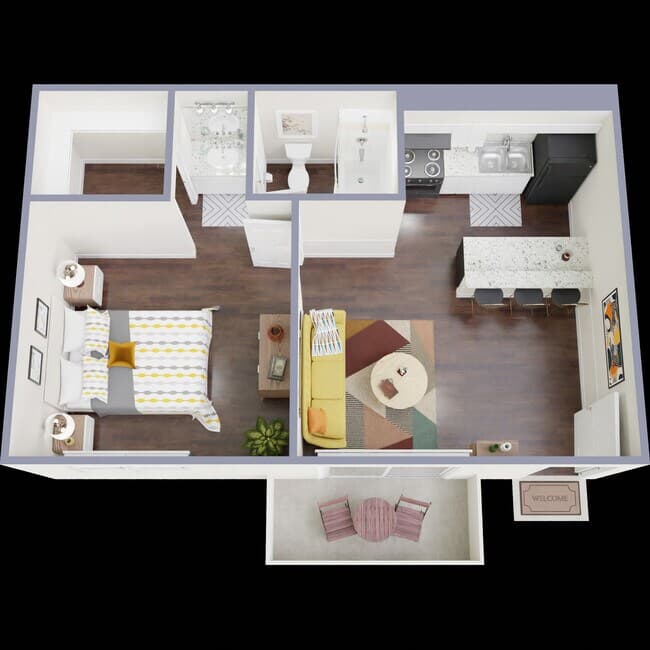 1 Bedroom / 1 Bathroom Silver 813 floor plan