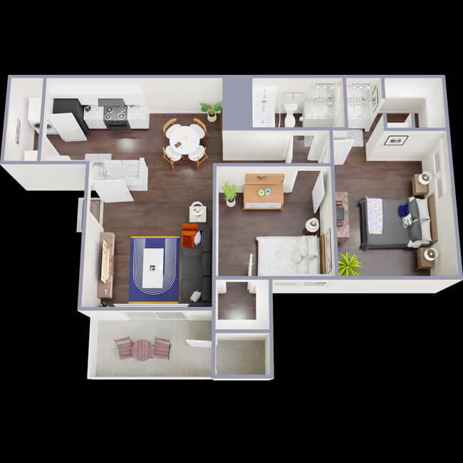 2 Bedroom / 1 Bathroom Gold 303 floor plan