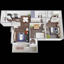 2 Bedroom / 1 Bathroom Gold 603 floor plan