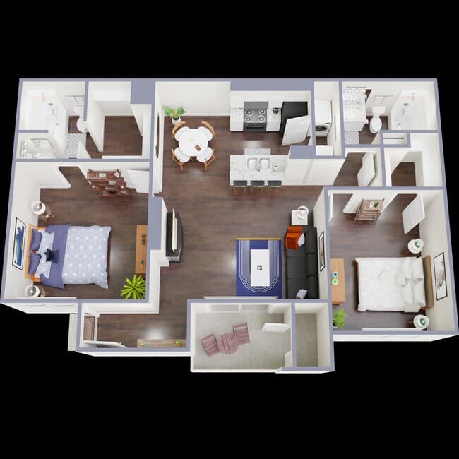 2 Bedroom / 2 Bathroom Gold 505 floor plan