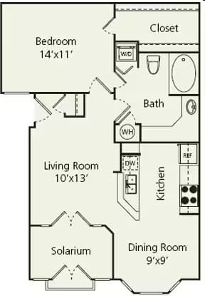 1 Bed • 1 Bath 6303 floor plan