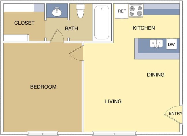1 Bed • 1 Bath 613 floor plan