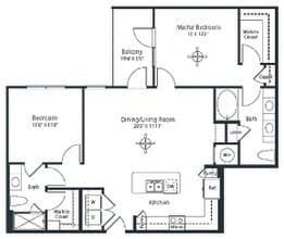 2 Beds • 2 Bath floor plan