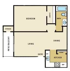 1 Bed • 1 Bath 4101 floor plan