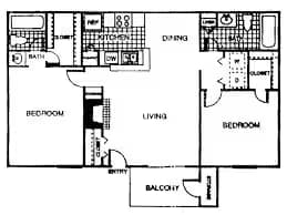 2 Beds • 2 Bath 714 floor plan