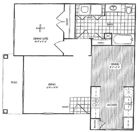 1 Bedroom 1 Bathroom 2410 floor plan