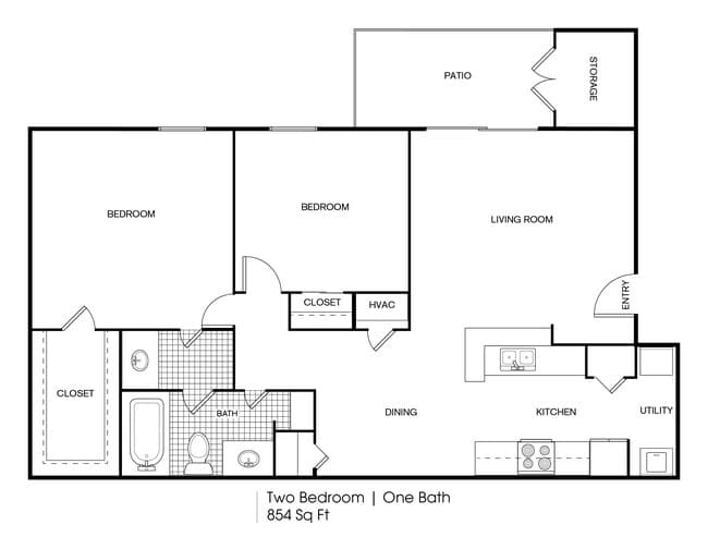 2 Beds • 1 Bath 0812B floor plan