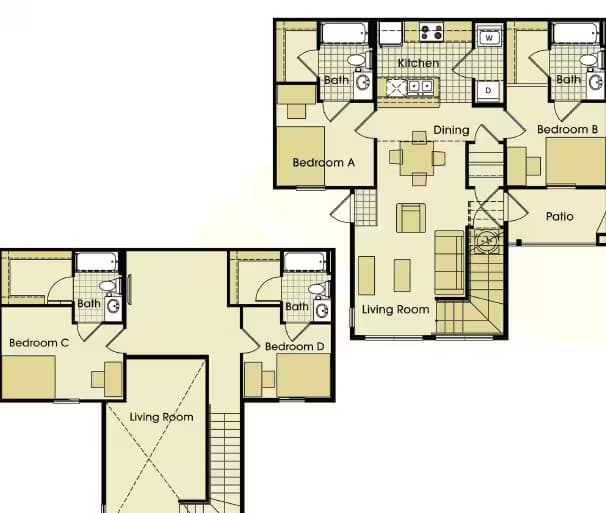 4BR/4BA - Townhouse Standard Private floor plan