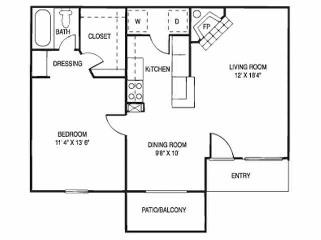1 Bedroom / 1 Bath 403 floor plan