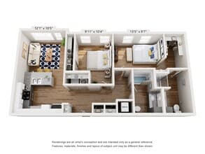 2 Bedroom 2 Bath 413 floor plan