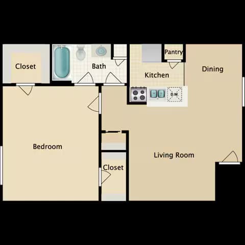 1X1BR A137 floor plan