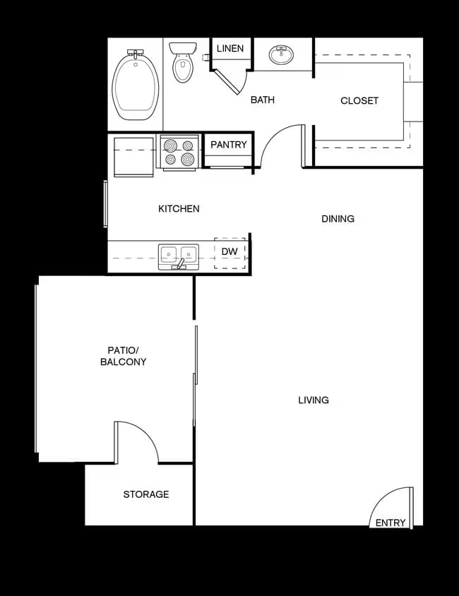 Studio • 1 Bath 0926 floor plan