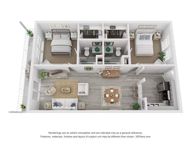 2x2D Classic 1150 sq ft 2307 floor plan