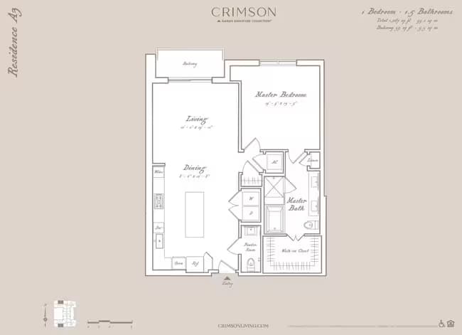 1 Bed • 1 Bath 0529 floor plan