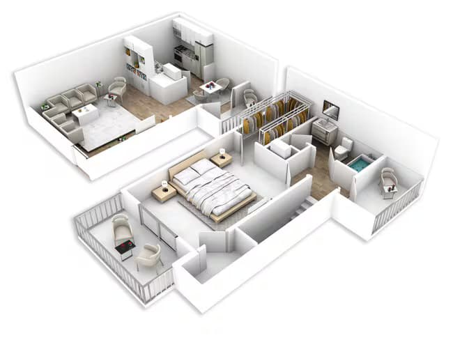 1 Bed • 1 Bath D12 floor plan