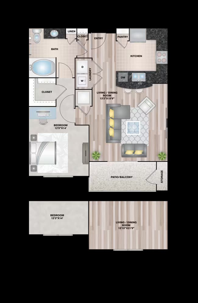 Normandie - Renovated 536 floor plan