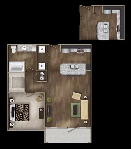 1 Bed • 1 Bath 5410 floor plan