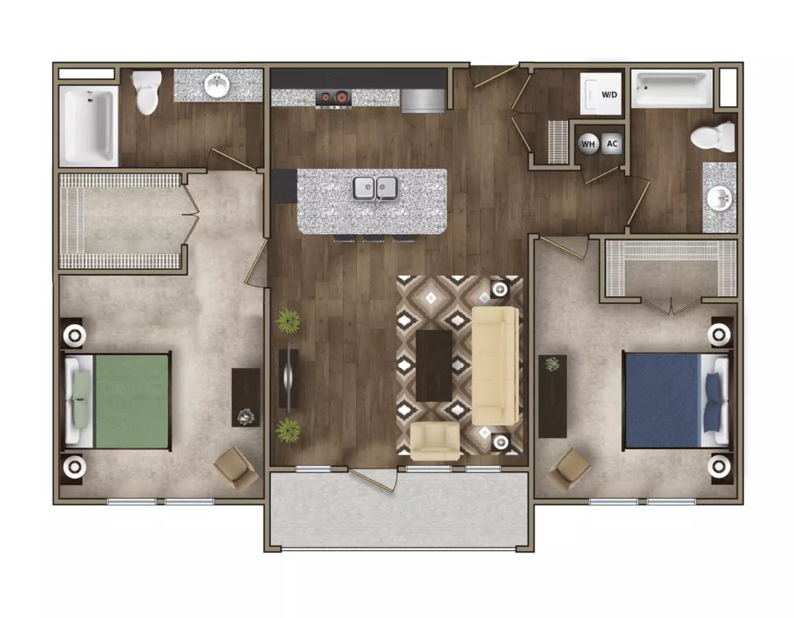 2 Beds • 2 Bath 3410 floor plan