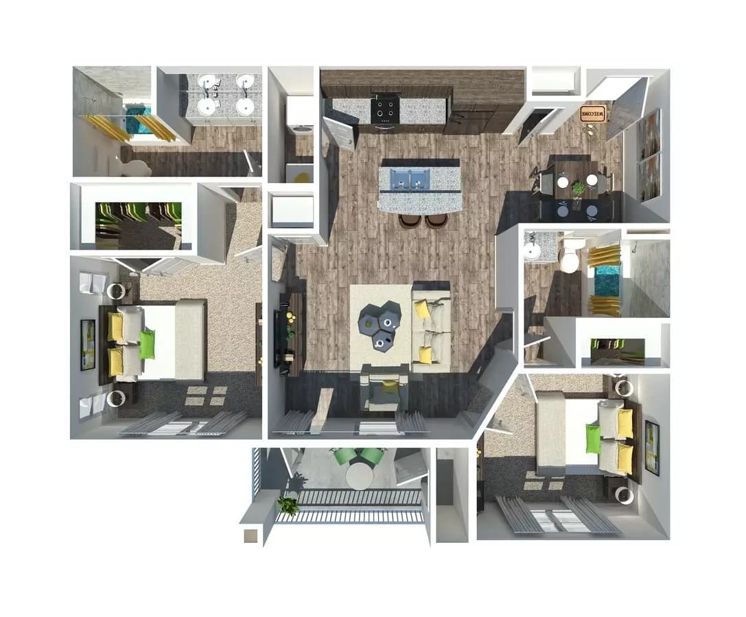 The Montecito 2 BR 2 BA 9311 floor plan