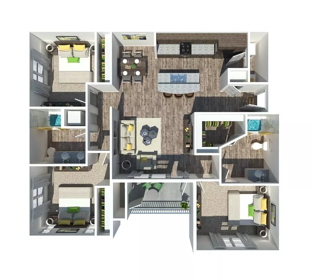 The Rutherford 3 BR 2 BA 10201 floor plan