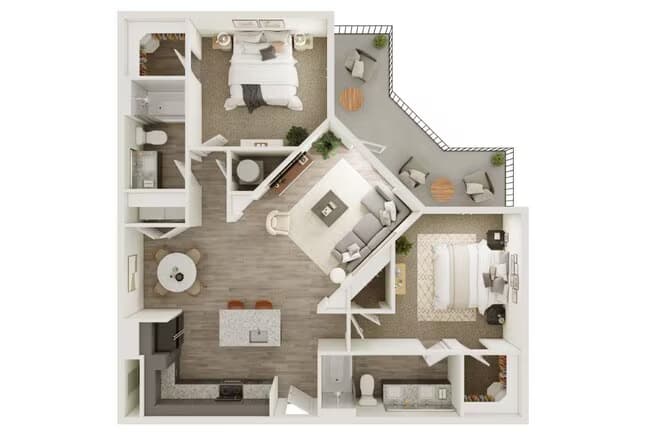 2 Beds • 2 Bath 2108 floor plan