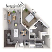 Traditional 1x1 698-789 SF 243 floor plan