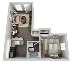 1 Bedroom 1 Bath 407 floor plan