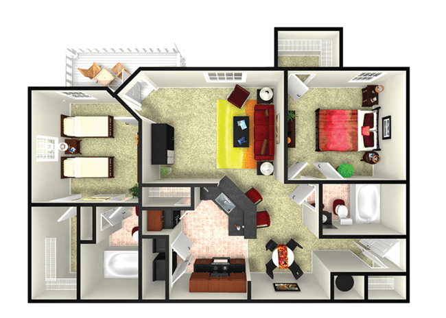 2 Beds • 2 Bath 29203 floor plan