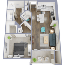 1 Bed x 1 Bath 2302 floor plan
