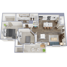 2 Bed x 1 Bath 2307 floor plan