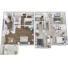 3 Bed x 2.5 Bath 1104 floor plan