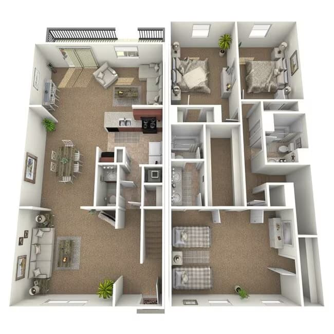 3 Beds • 2 Bath 51-418 floor plan