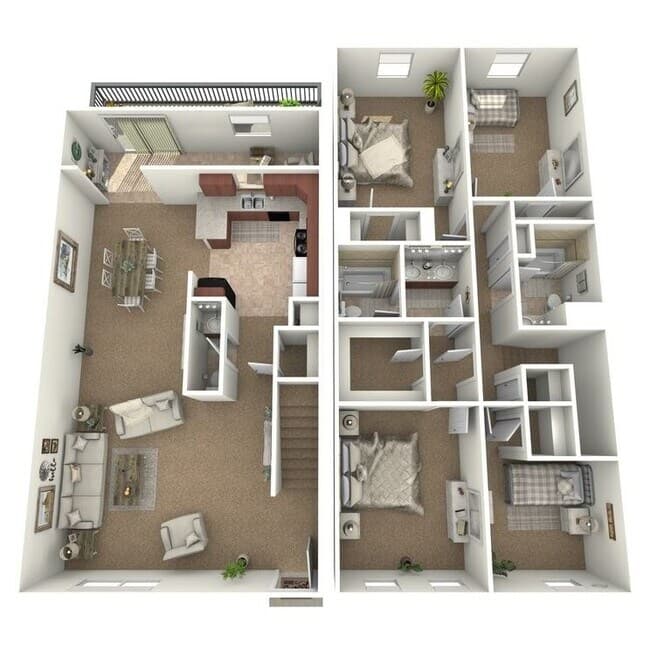 4 Beds • 2 Bath 54-436 floor plan