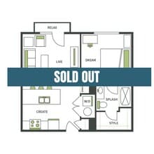 1BR/1BA - A2 Private floor plan