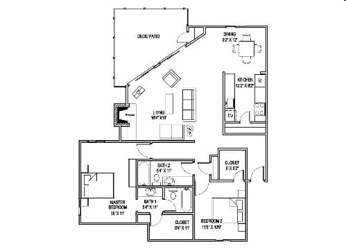 2x2G 1000sf 1309 floor plan