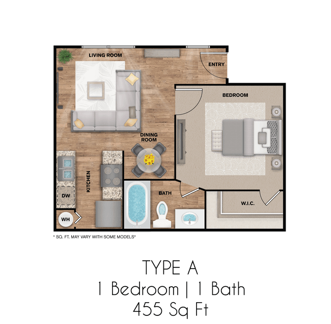1 Bedroom 1 Bathroom 307 floor plan