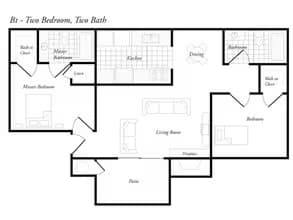 2 Bedroom / 2 Bathroom Platinum 906 floor plan