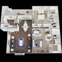 2 Bedroom / 2 Bathroom 1602 floor plan