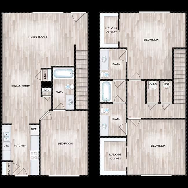 3x2 Townhome 165 floor plan