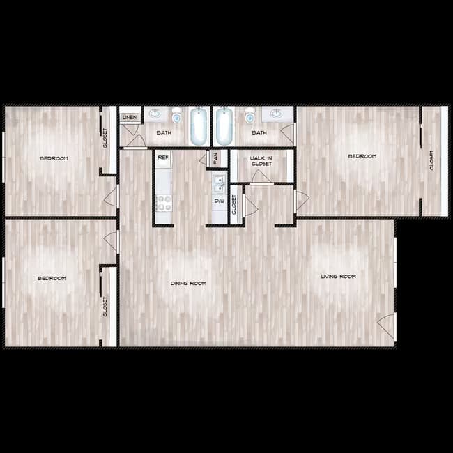 3 Beds • 2 Bath 157 floor plan