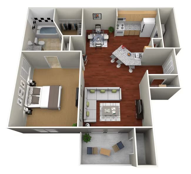 1 Bed • 1 Bath 1127 floor plan