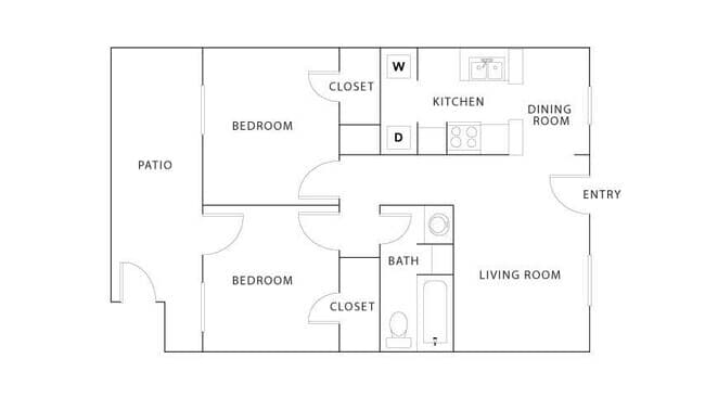 2 Beds • 2 Bath 1108 floor plan