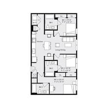 Private Bedroom in a 3x3A Private floor plan
