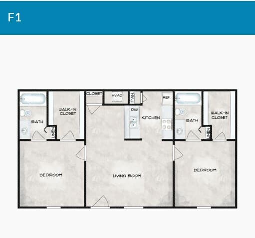 2 Bedroom 2 Bathroom 1209 floor plan