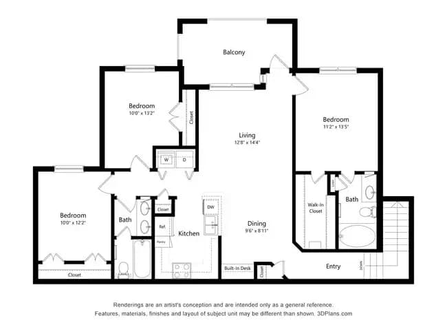 Three Bedroom Apartment - C4 1207 floor plan