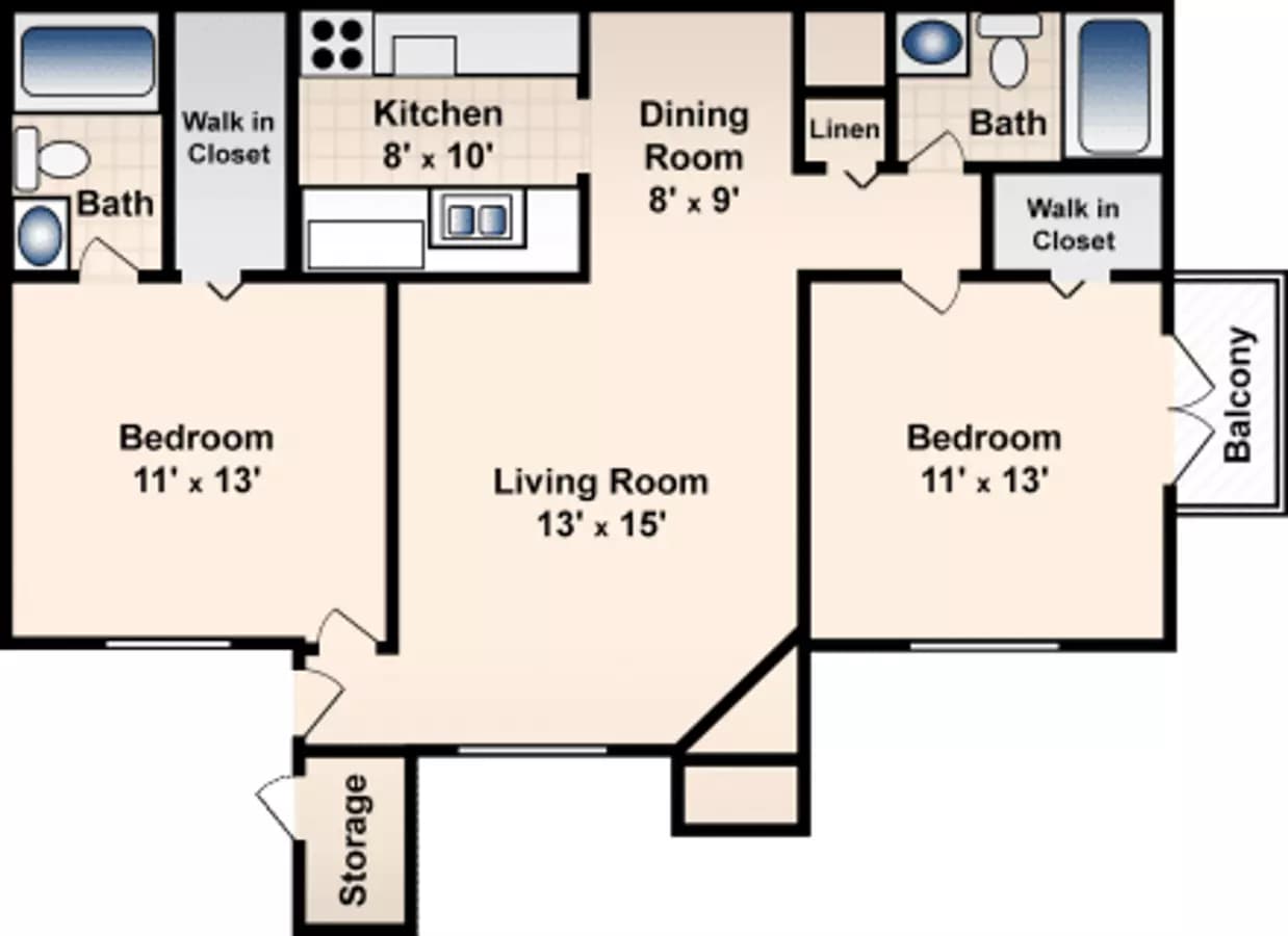 The Maple | 2 Beds | 2 Baths | Townhome floor plan