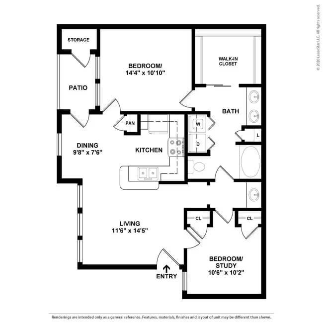 2 Beds • 2 Bath 0601 floor plan