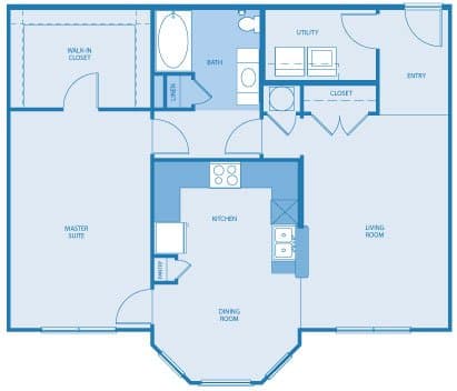 1 Bed, 1 Bath 33-3333 floor plan