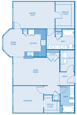 2 Bed, 2 Bath (60% Income Restricted) 11-1131 floor plan